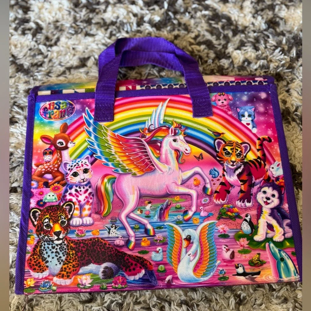 Lisa Frank Tri Fold Keeper Folder Art Stickers Puzzle Unicorn Tikkani Retro Case
